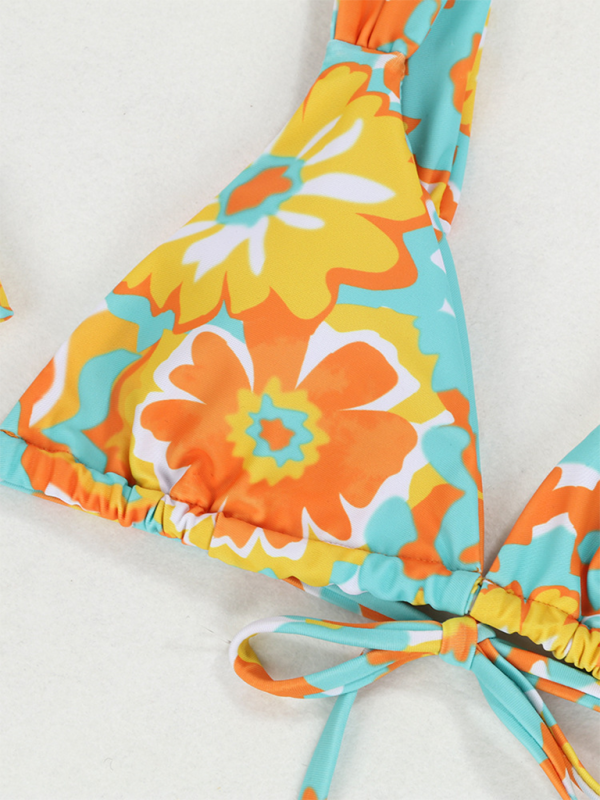 Printed 4-Piece Sexy Backless Bikini Set – Mix & Match Swimwear