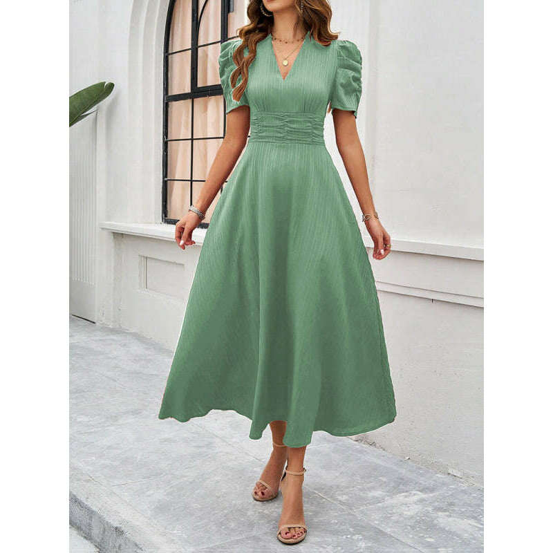 elegant-solid-color-waist-dress-–-deep-v-neck-spring-summer-stylesmiling-maria---everything-for-women-34645600