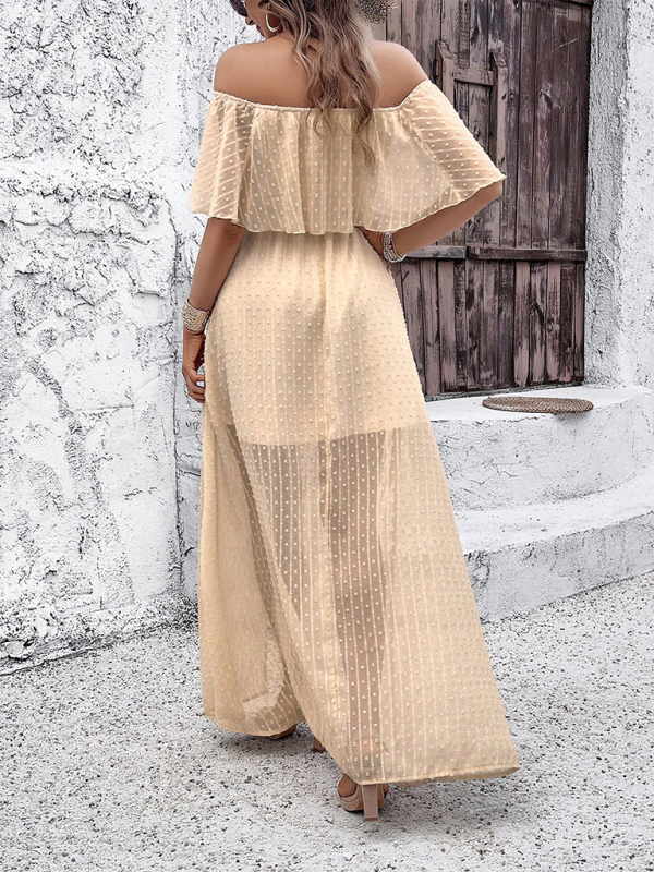 Elegant One-Shoulder Midi Dress – Graceful Woven Design for Summer Style