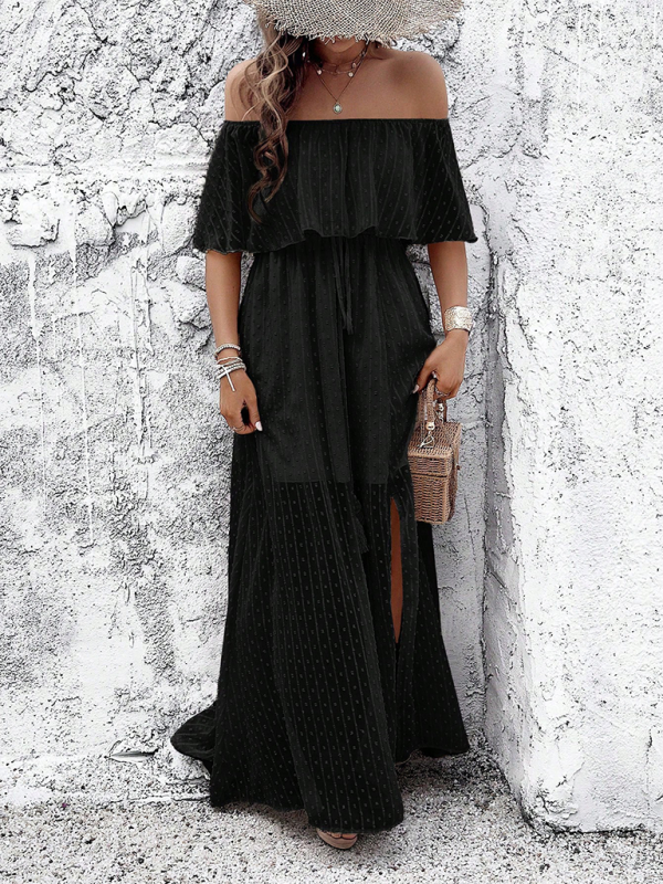 Elegant One-Shoulder Midi Dress – Graceful Woven Design for Summer Style