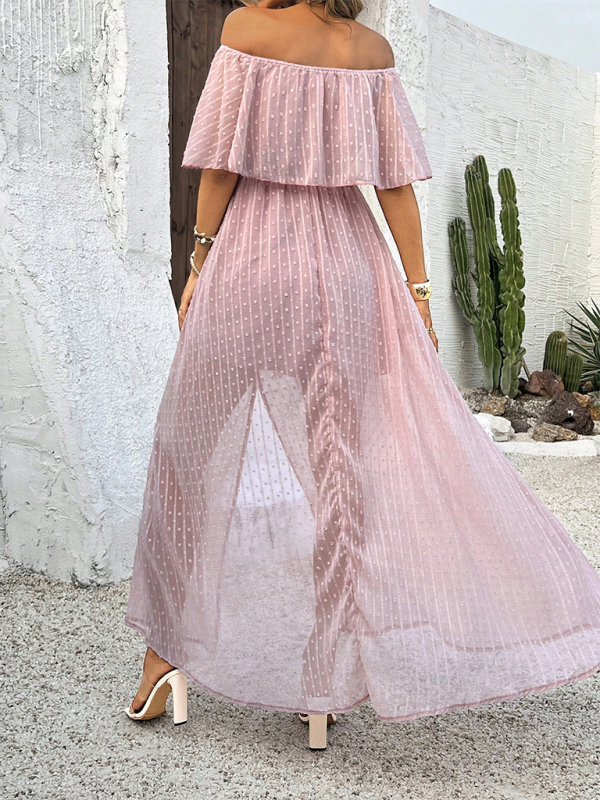 Elegant One-Shoulder Midi Dress – Graceful Woven Design for Summer Style