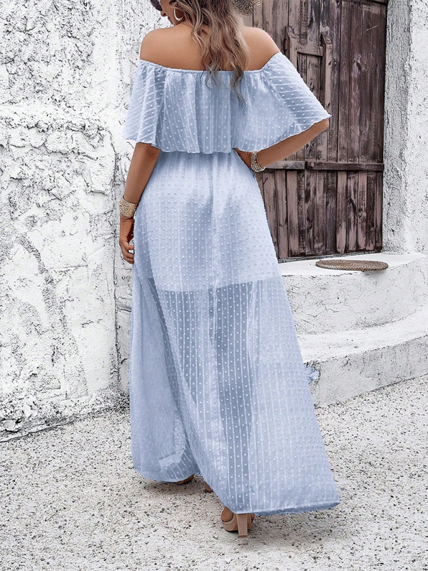Elegant One-Shoulder Midi Dress – Graceful Woven Design for Summer Style