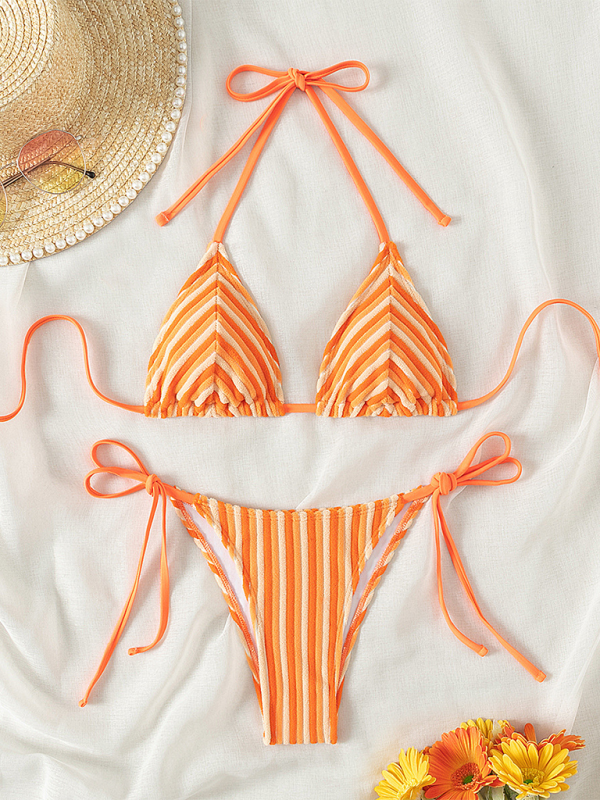 Halter Neck Bikini Set – Sexy Knit Swimsuit for Summer Beach Vacations