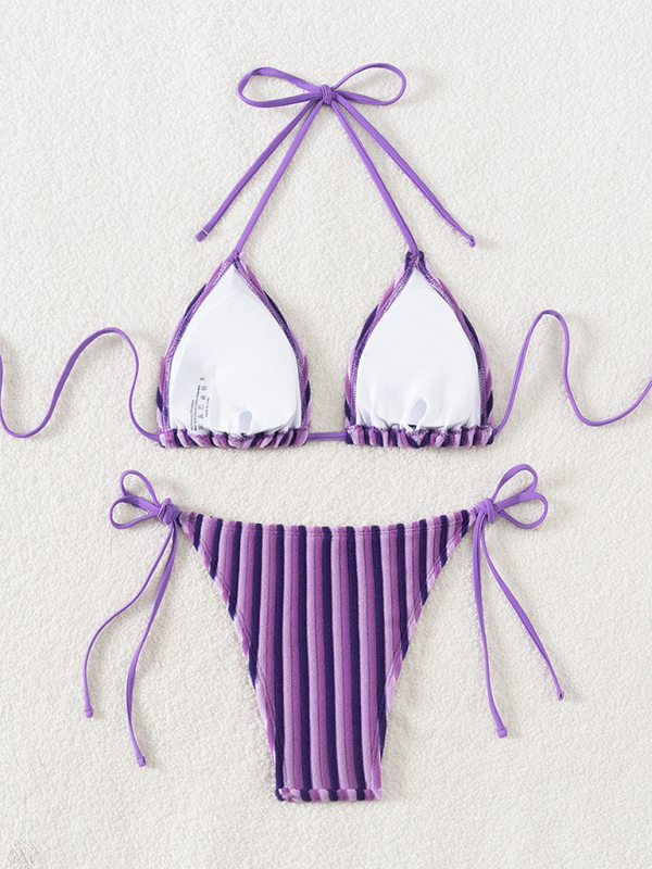 Halter Neck Bikini Set – Sexy Knit Swimsuit for Summer Beach Vacations
