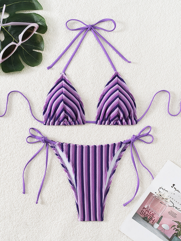 Halter Neck Bikini Set – Sexy Knit Swimsuit for Summer Beach Vacations