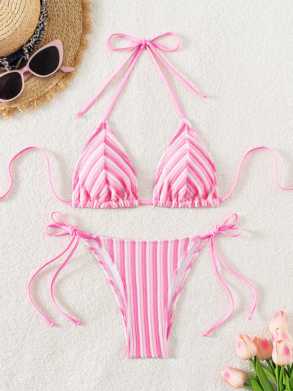 Halter Neck Bikini Set – Sexy Knit Swimsuit for Summer Beach Vacations