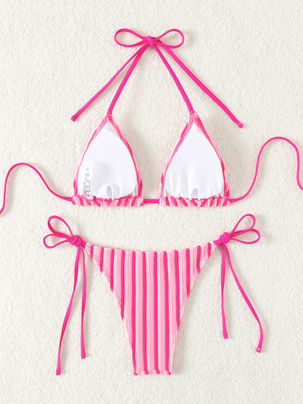 Halter Neck Bikini Set – Sexy Knit Swimsuit for Summer Beach Vacations