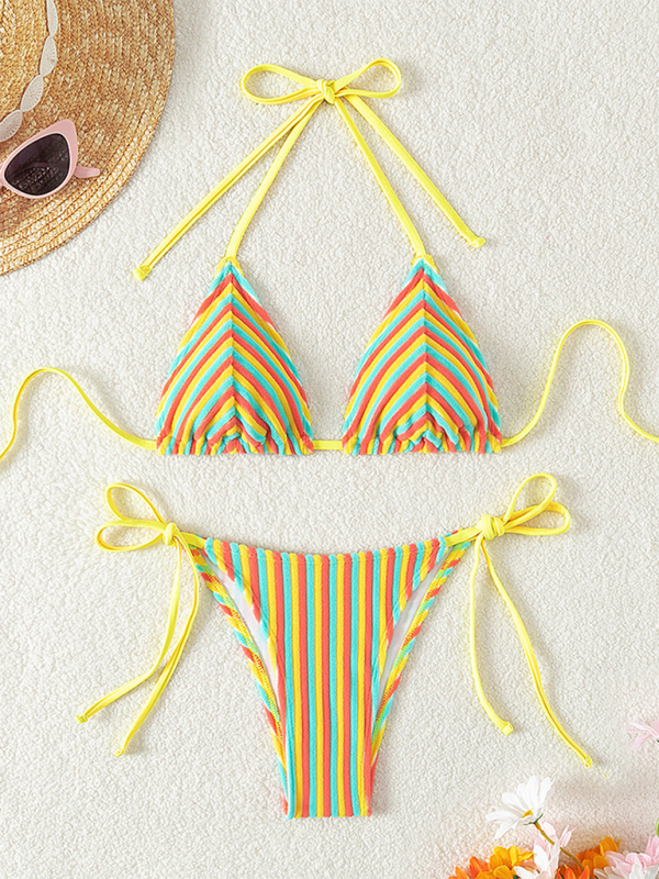 Halter Neck Bikini Set – Sexy Knit Swimsuit for Summer Beach Vacations