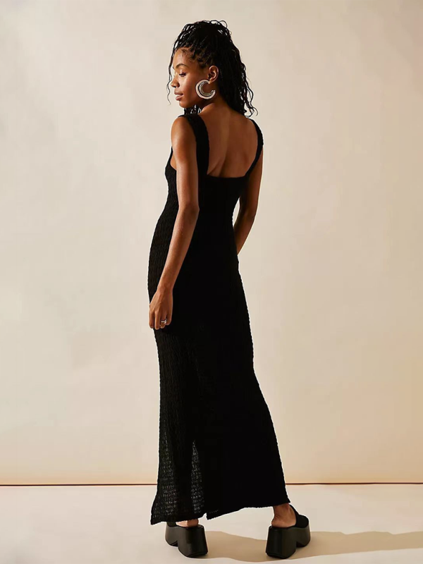 Solid Color Slit Waist Midi Dress – Sexy Spring-Summer Look