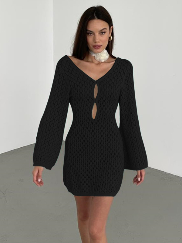 Sexy Knit Bikini Cover-Up Dress – Hollow Out, Lightweight & Sun-Protective