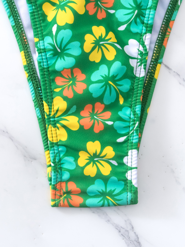 Triangle Printed Lace-Up Bikini – Sexy Fit, Moderate Stretch & Full Coverage