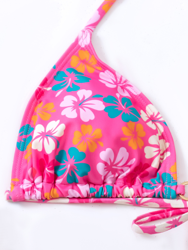 Triangle Printed Lace-Up Bikini – Sexy Fit, Moderate Stretch & Full Coverage
