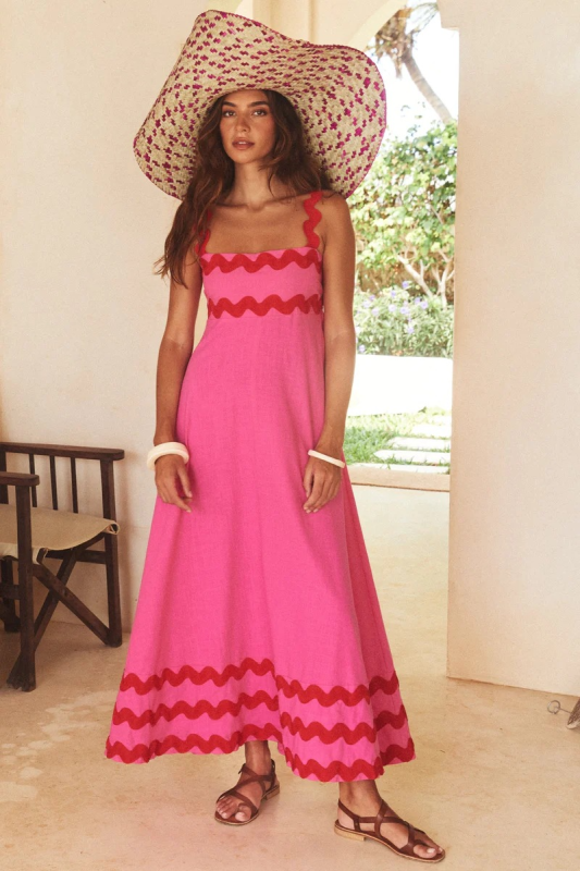 Romantic A-Line Floral Sling Dress – Lightweight Fit for Beach & Vacation