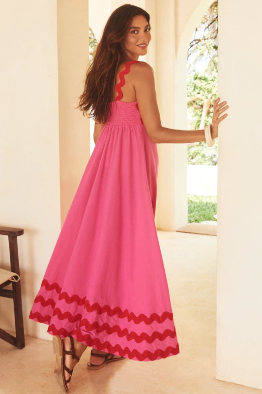 Romantic A-Line Floral Sling Dress – Lightweight Fit for Beach & Vacation