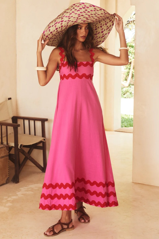 Romantic A-Line Floral Sling Dress – Lightweight Fit for Beach & Vacation