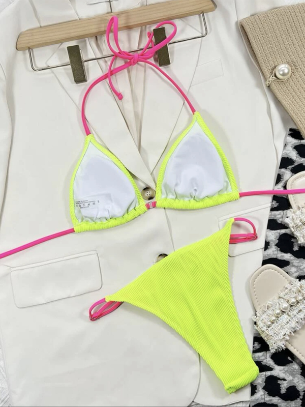 Sexy Contrast Lace Two-Piece Bikini Set – Moderate Stretch, Spring-Summer Fit