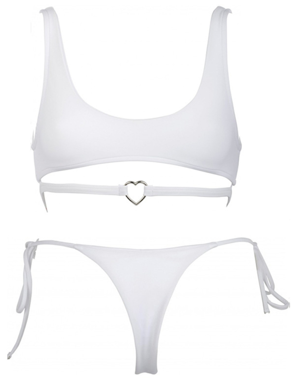 Solid Love Ring Bikini Set – Sexy Two-Piece in White, Rose, Purple & Black