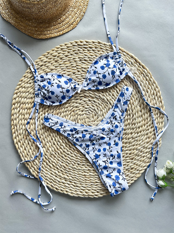 Floral Print Two-Piece Bikini Set – Moderate Coverage & Stretch Fit