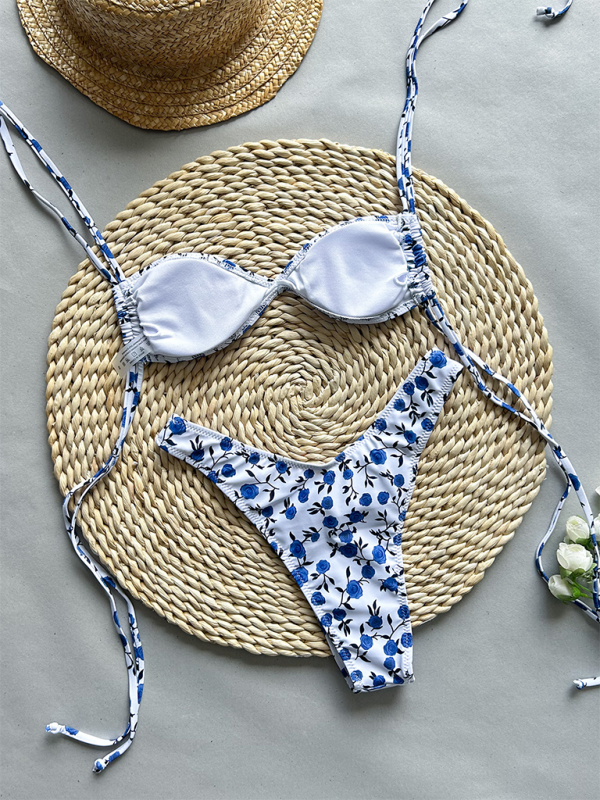 Floral Print Two-Piece Bikini Set – Moderate Coverage & Stretch Fit