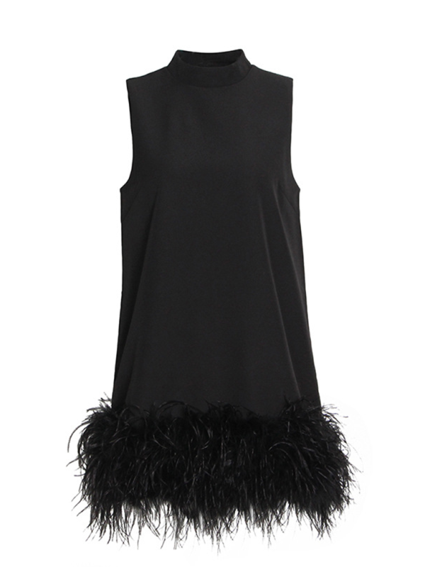 Minimalist Sleeveless Solid Color Woven Dress – Round Neck, Spring-Summer Style