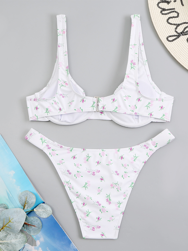 Floral High-Waisted Bikini Set – Sexy Two-Piece Swimwear with Moderate Stretch