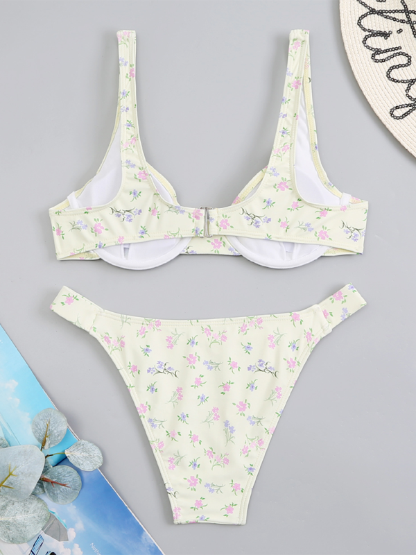 Floral High-Waisted Bikini Set – Sexy Two-Piece Swimwear with Moderate Stretch