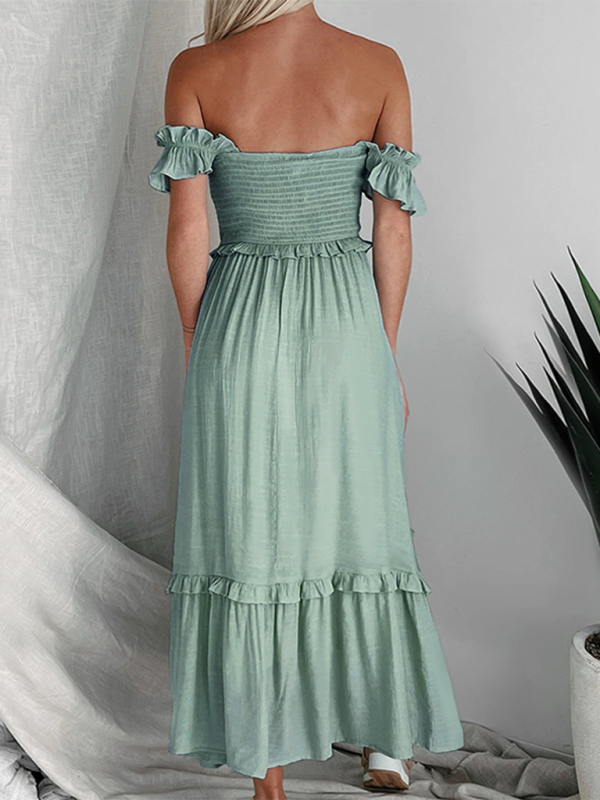 Robe midi dos nu bleue – Rayonne unie, légère et prête pour le printemps