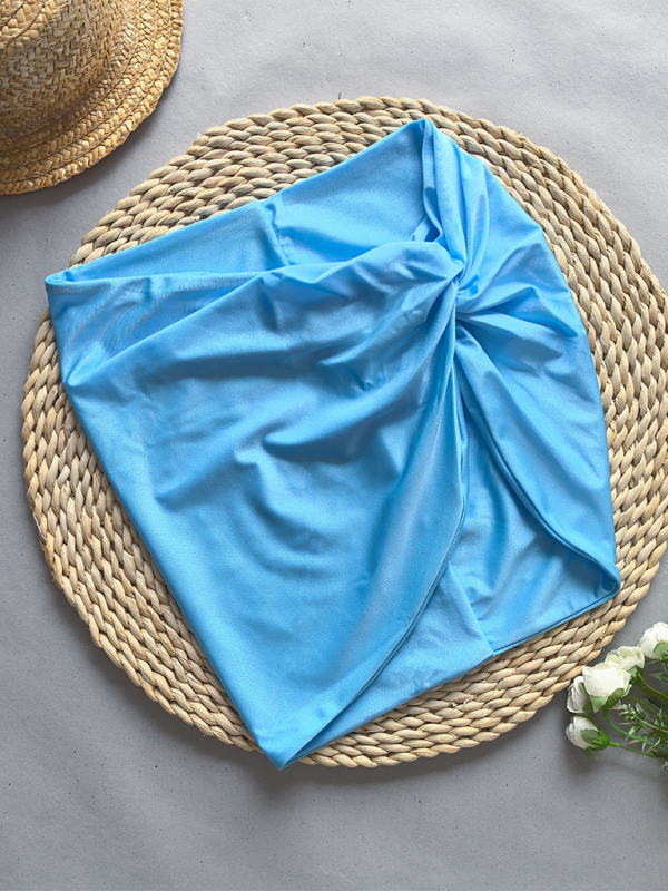 Solid Color Two-Piece Bikini Set – Sexy Knit Nylon with Moderate Stretch