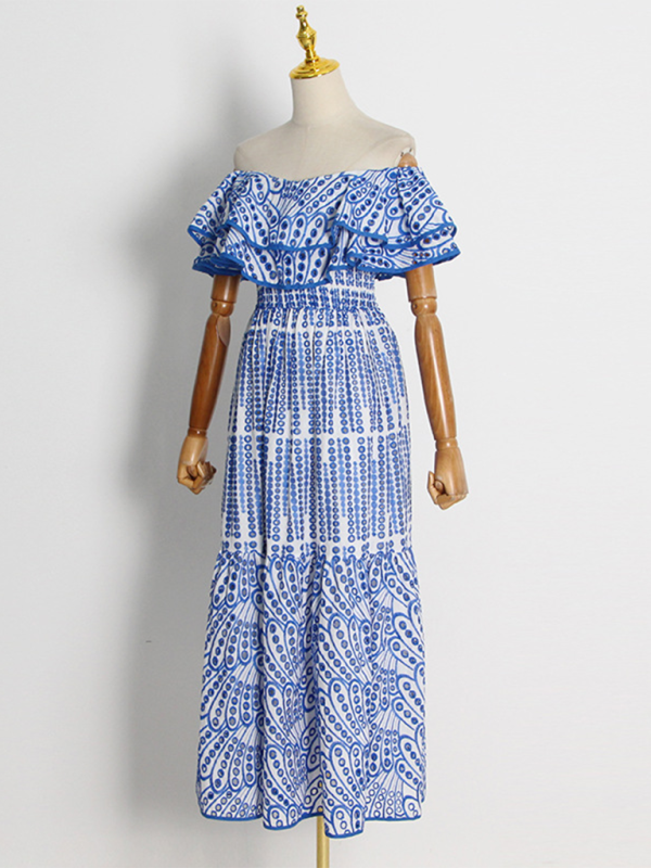 Double-Layer One-Shoulder Embroidered Maxi Dress – Romantic Spring Look