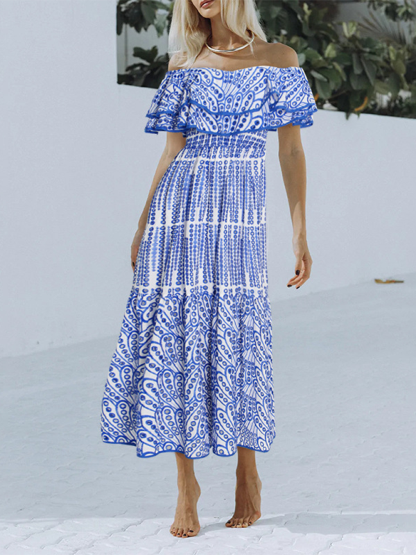 Double-Layer One-Shoulder Embroidered Maxi Dress – Romantic Spring Look