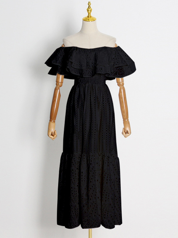 Double-Layer One-Shoulder Embroidered Maxi Dress – Romantic Spring Look