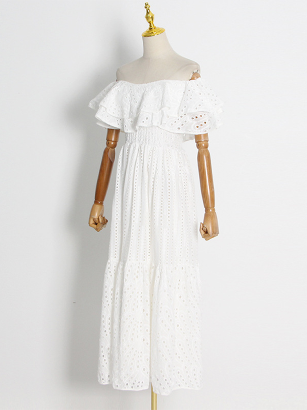 Double-Layer One-Shoulder Embroidered Maxi Dress – Romantic Spring Look