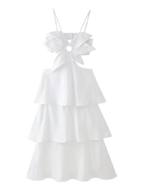 Ärmelloses Maxikleid mit Blumenmuster und Plissee für Damen