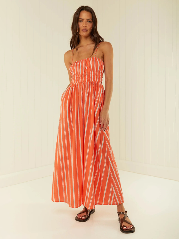 Printed Midi Suspender Dress – Lightweight & Breezy Summer Style