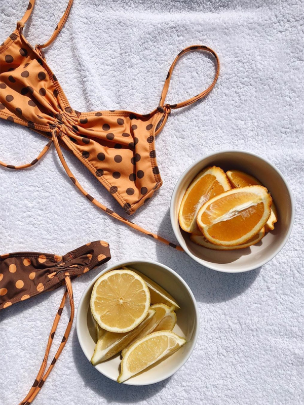 Strapless V-Neck Printed Bikini Set – Bandeau Top & High-Cut Bottoms