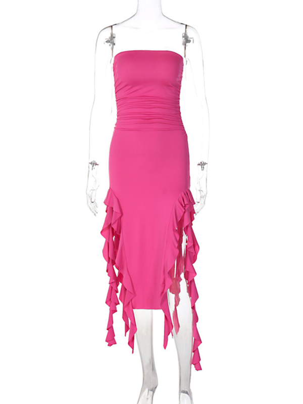 Wrap Chest Irregular Midi Dress – Sexy Knit Sleeveless Style for Summer
