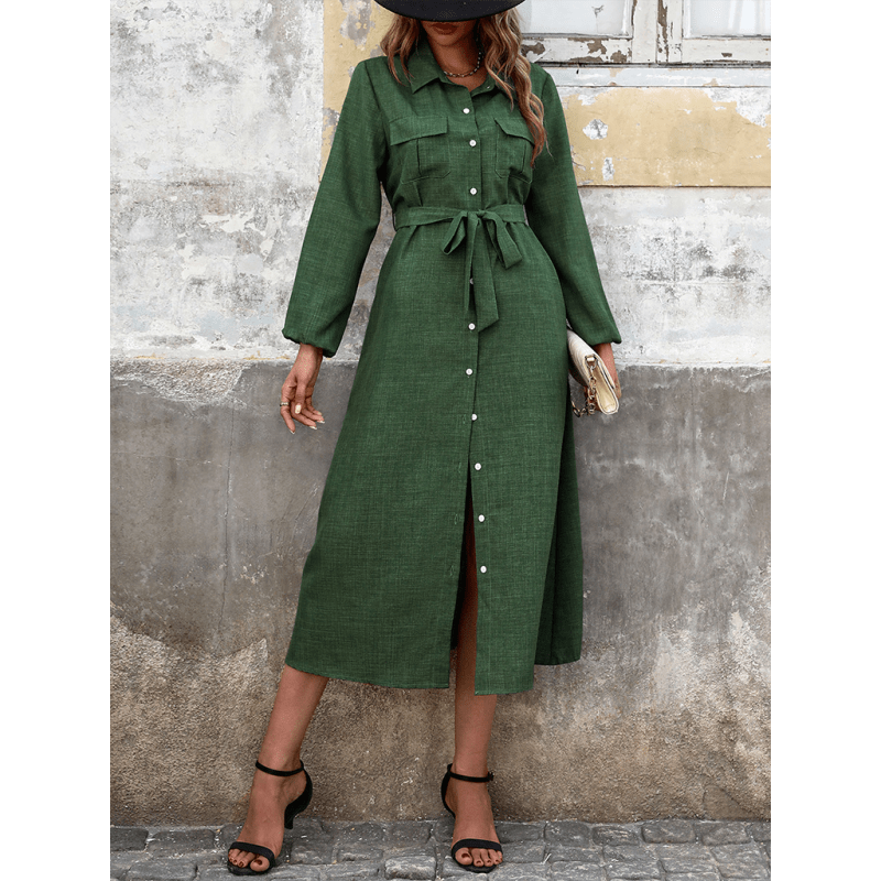 green-long-sleeve-lapel-shirt-dresssmiling-maria---everything-for-women-34646265