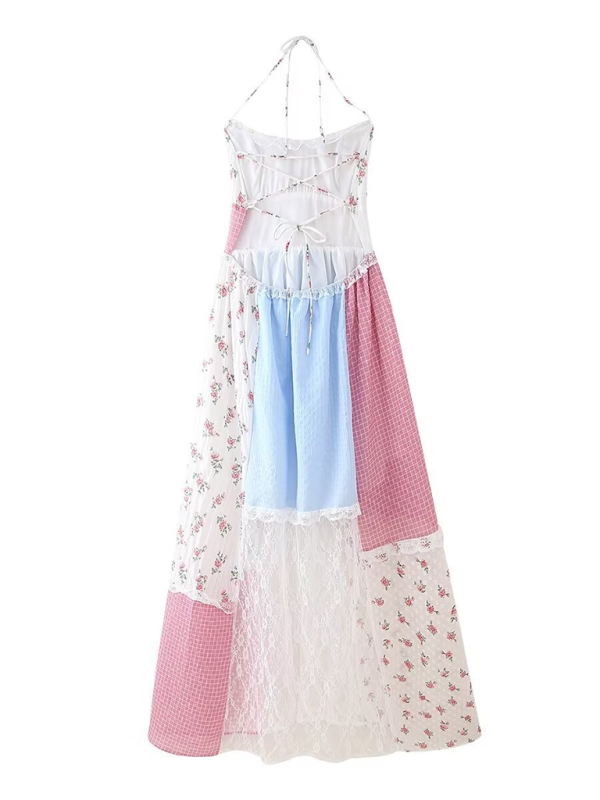 Sleeveless Floral Halter Dress – Romantic Spring-Summer Midi
