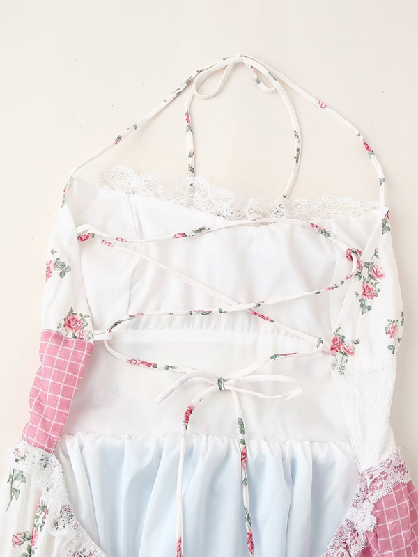 Sleeveless Floral Halter Dress – Romantic Spring-Summer Midi
