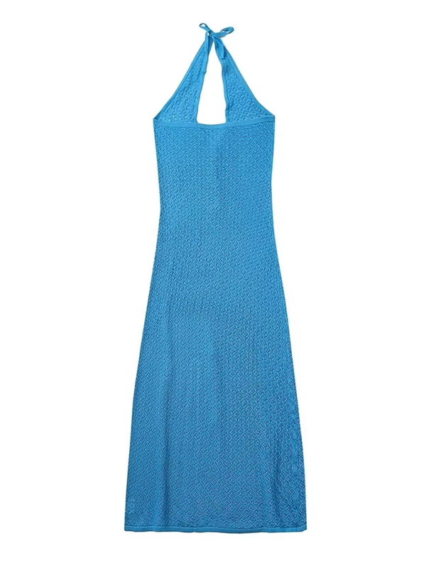 Knit Halter V-Neck Midi Dress – Lightweight Summer Travel Style
