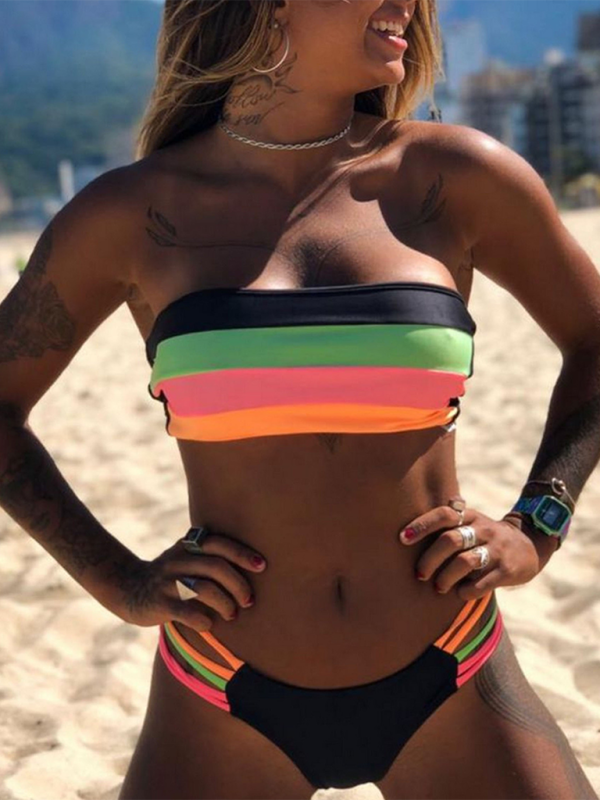Paneled Striped One-Piece Swimsuit – Supportive & Sculpting Fit