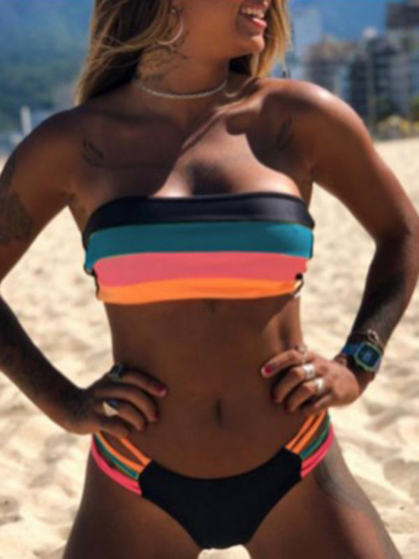 Paneled Striped One-Piece Swimsuit – Supportive & Sculpting Fit