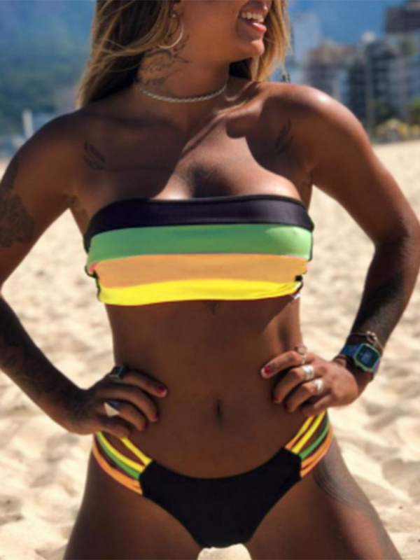 Paneled Striped One-Piece Swimsuit – Supportive & Sculpting Fit