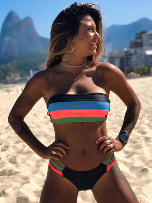 Paneled Striped One-Piece Swimsuit – Supportive & Sculpting Fit