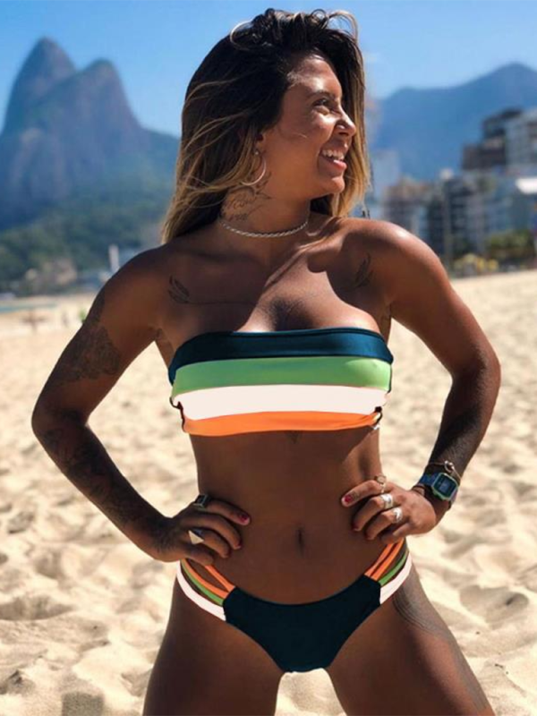 Paneled Striped One-Piece Swimsuit – Supportive & Sculpting Fit