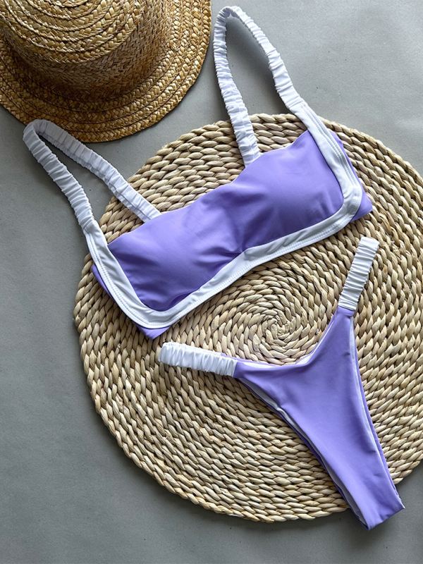 Contrast Stitch Two-Piece Bikini Set – Sexy Fit, Vibrant Colors