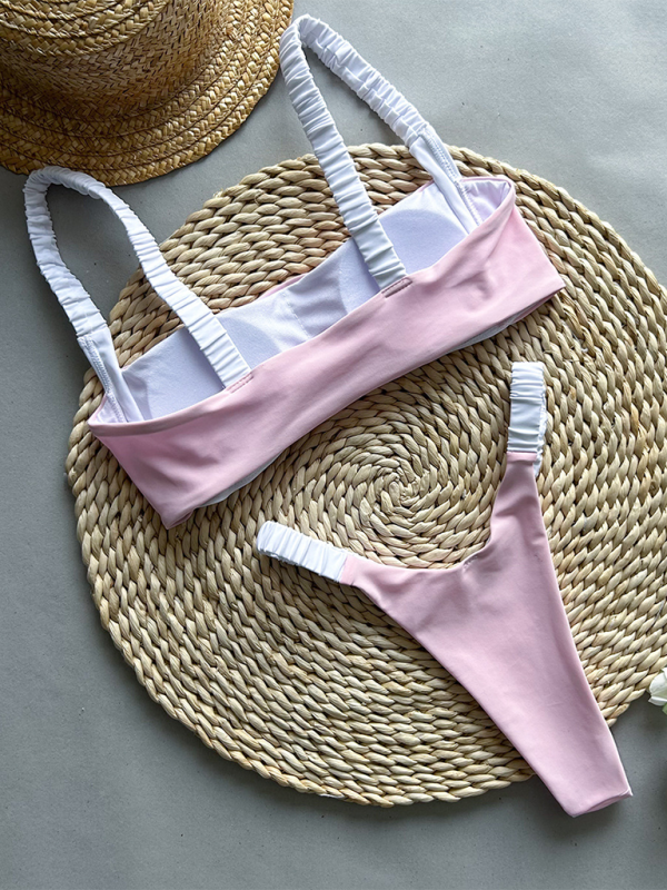 Contrast Stitch Two-Piece Bikini Set – Sexy Fit, Vibrant Colors