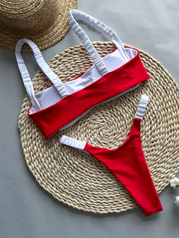 Contrast Stitch Two-Piece Bikini Set – Sexy Fit, Vibrant Colors