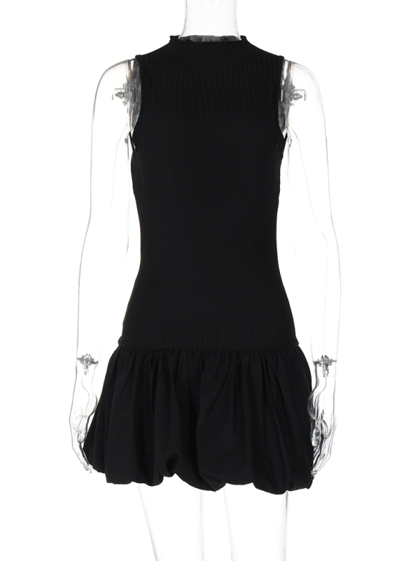 Slim Pleated Knit Dress with Open Back – Sleeveless Spring-Summer Style