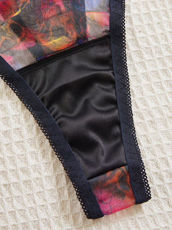Skull Print Thong Lingerie Set – Sexy Halloween Bra & Panty